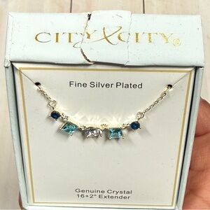 City x city Necklace fine silver plated genuine crystal